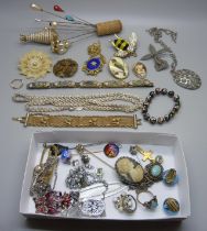 Jewellery including micro-mosaic and hat pins, etc.