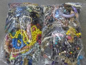 Two bags of costume jewellery