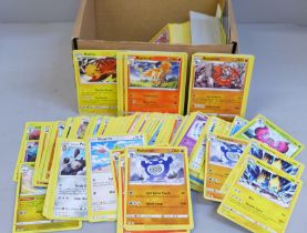 A box of Pokemon cards