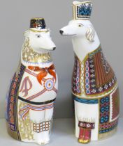 Two Royal Crown Derby National Dog paperweights, Afghan and Borzoi, second quality