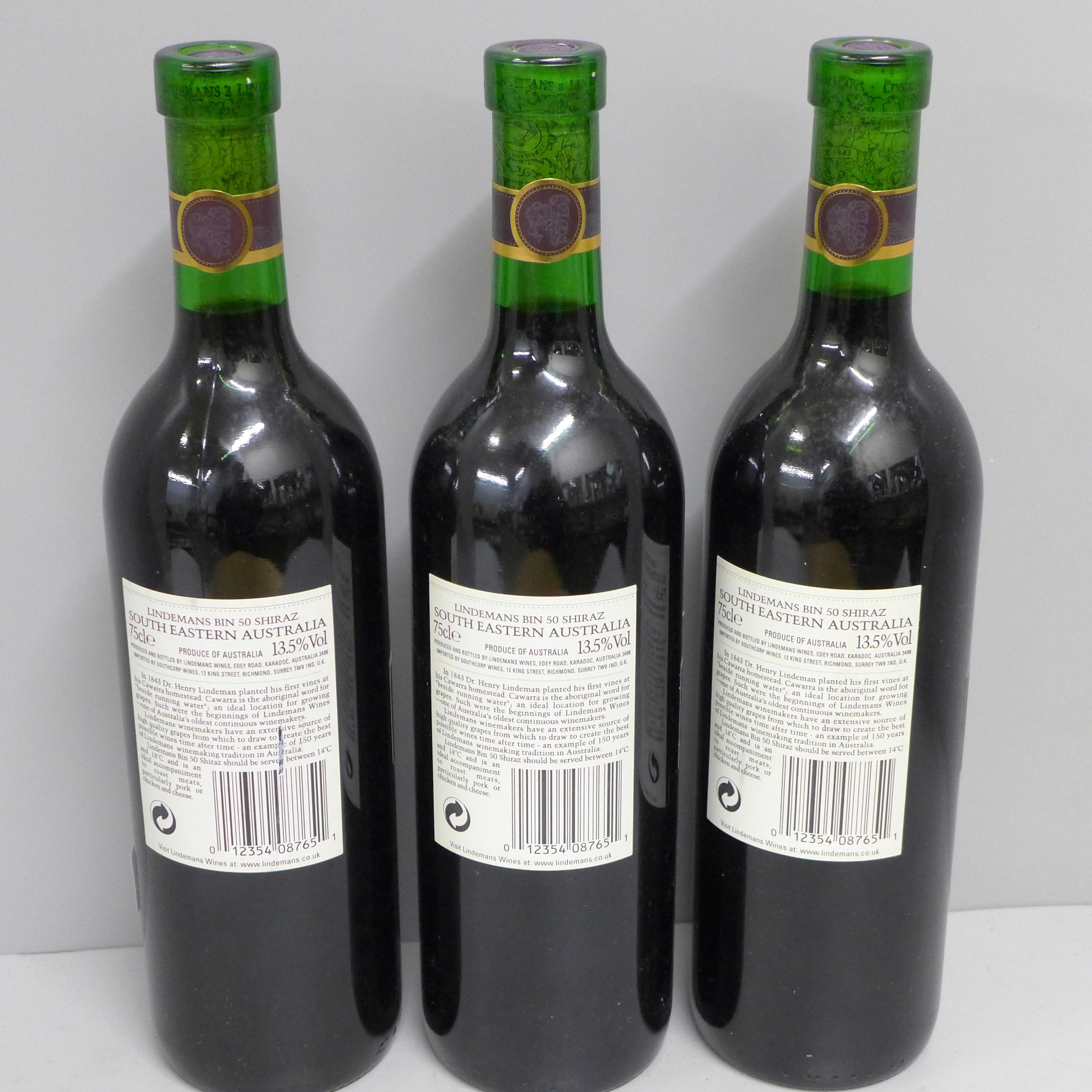 Thre bottles of Lindemans 1998 Shiraz wine - Image 2 of 2