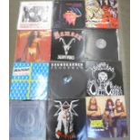 A collection of sixteen LP records including Metallica Up Shot, bootleg, Napalm Death Harmony
