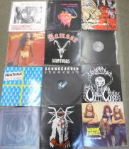 A collection of sixteen LP records including Metallica Up Shot, bootleg, Napalm Death Harmony