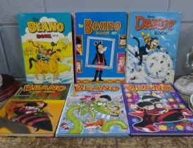 A box of Beano and Dandy Comics, 1960's onwards and a Guiness Book of World Records 1999, 2004 and