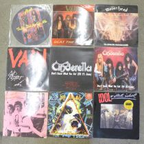 Rock music LP records and 12" singles including Generation X, Cinderella, Def Leppard, Billy Idol,