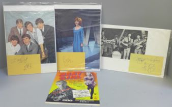 Pop music signed displays, Dave Clark 5, Merseybeats, Adam Faith and Cilla Black