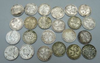 Assorted silver 3d coins, 31g
