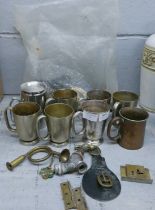 A collection of tankards including Nottingham and horse brasses **PLEASE NOTE THIS LOT IS NOT