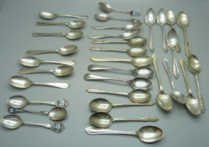 Collectors spoons; including 102g of hallmarked silver and 36g of .800 silver