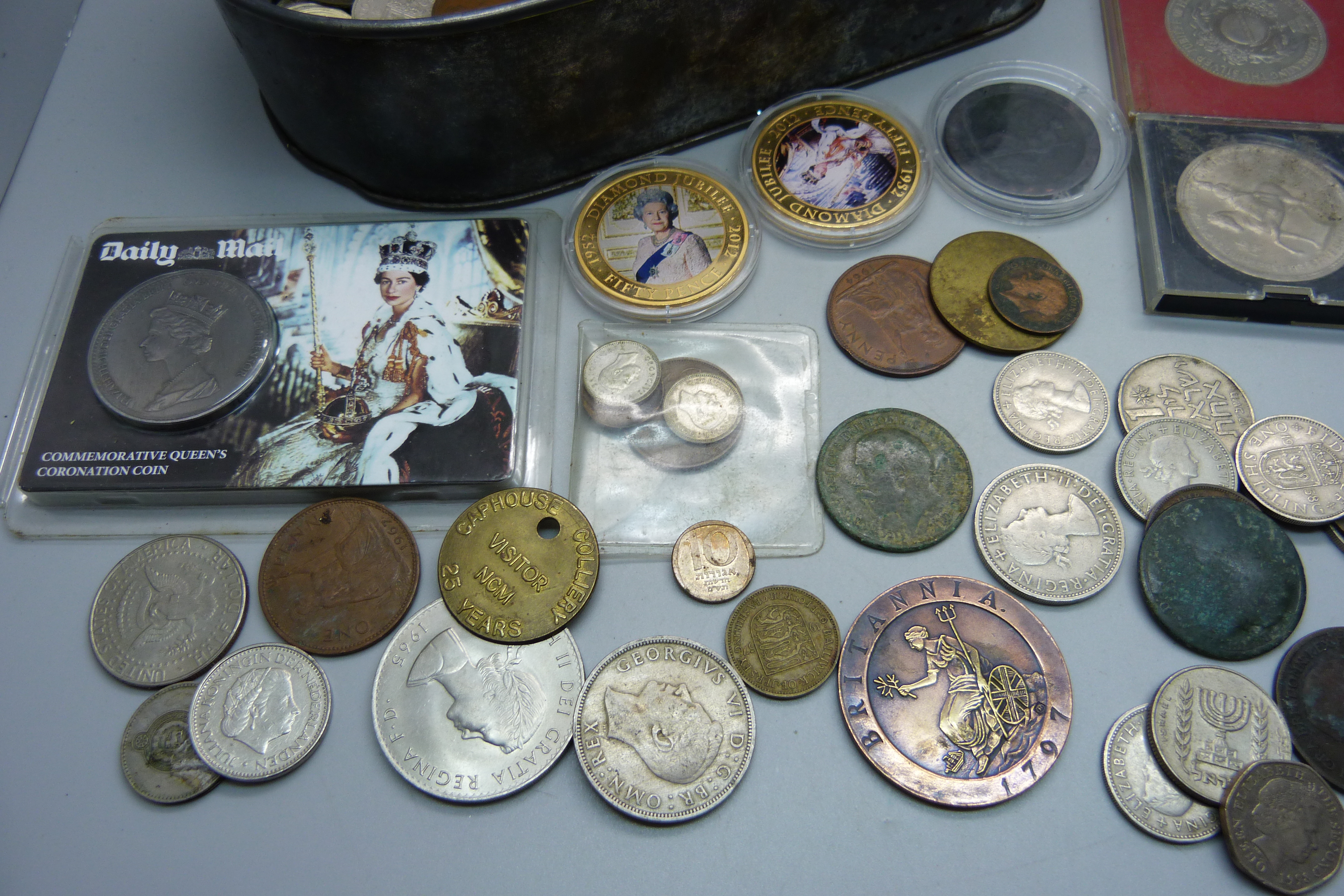 A collection of coins, commemorative and others, (replica cartwheel penny) - Image 2 of 4