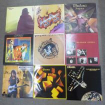 A collection of LP records including Jon Lord - Sarabande, Spirit Live - bootleg, Medura -