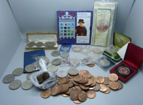 A collection of assorted coins including crowns, coins sets, 1994 uncirculated £2 coin and 1994 UK