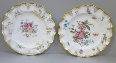 Two Royal Crown Derby wavy edge plates, Derby Days and Normandie