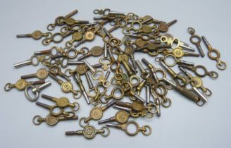 A collection of antique pocket watch keys