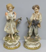 Two Capodimonte figures, both signed, 26cm