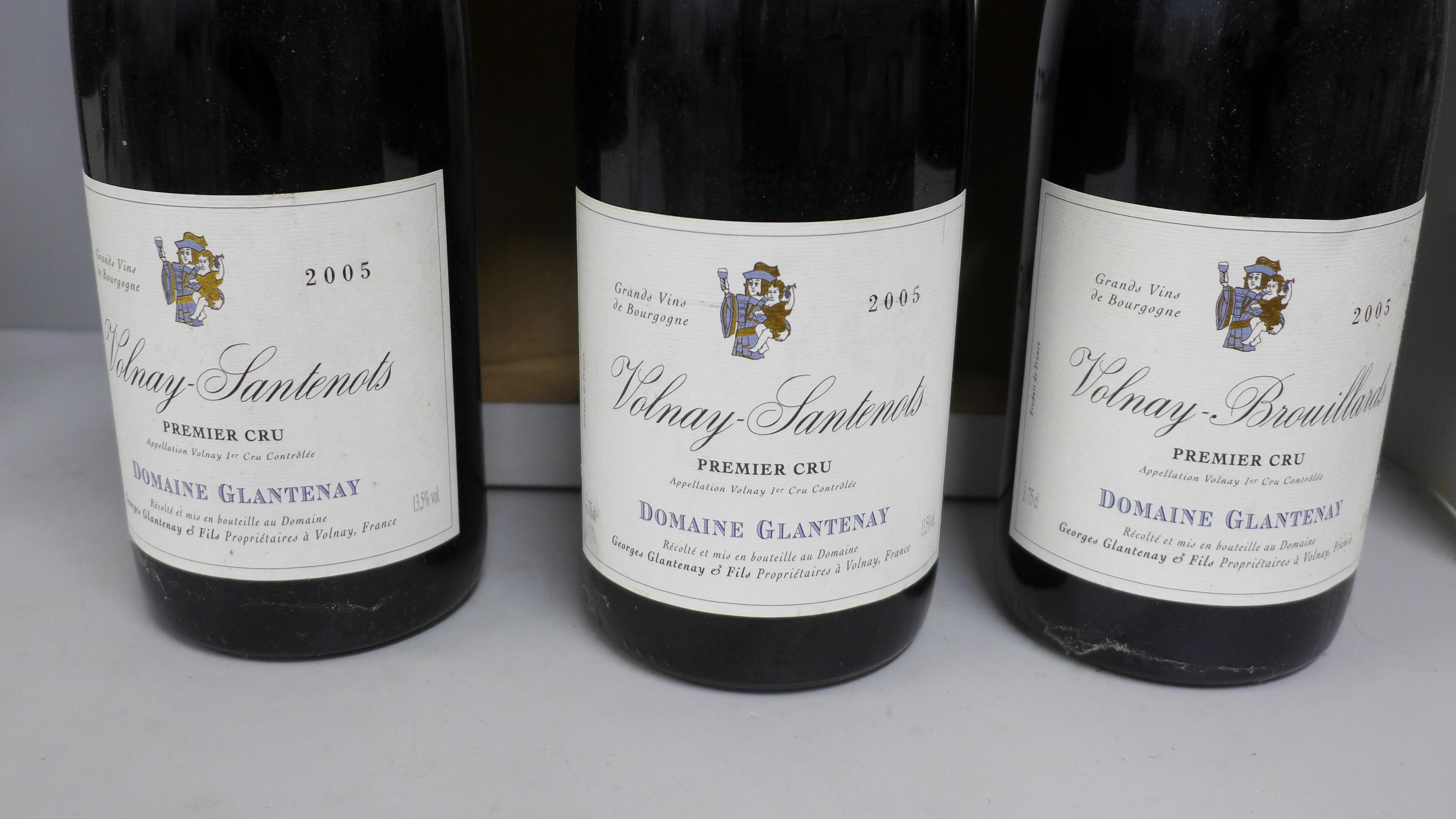 Six bottles of wine; Bourgogne Pinot Noir 2005 x2, Volnay-Brouillards Domaine Glantenay 2005 x3 - Image 3 of 5