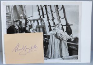 A Charles Laughton autograph and lobby card display