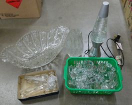 A collection of glass decanter stoppers and lustres and other glassware, etc. **PLEASE NOTE THIS LOT