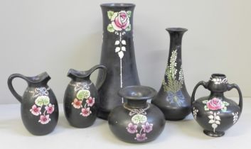 A collection of Shelley Violette pattern china and other Shelley china, one vase restored at the