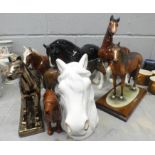 A collection of horse figures including Beswick Quarter Horse, chip to ear and a Beswick Ch.