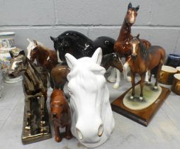 A collection of horse figures including Beswick Quarter Horse, chip to ear and a Beswick Ch.