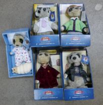 A Collection of Meerkat toys with certificates, boxed (5) **PLEASE NOTE THIS LOT IS NOT ELIGIBLE FOR