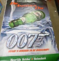 A James Bond film promotional poster for Heineken, Die Another Day, 1.75m long