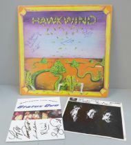 Pop music; Hawkwind signed album, Status Quo signed promotional card, Genesis signed record sleeve