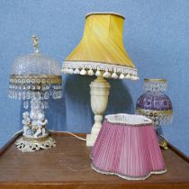 Three assorted table lamps