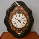 A 19th Century French ebonised and mother of pearl inlaid vineyard wall clock