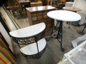 Two painted wrought steel occasional tables