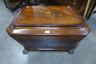 A Regency inlaid mahogany sarcophagus shaped wine cooler