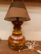 A West German brown and green glazed table lamp