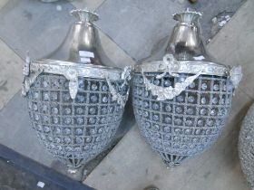 A pair of French Empire style pear shaped chandeliers