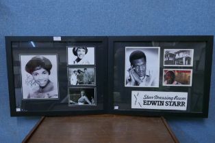 An Edwin Starr photographic print and a Dee Dee Sharp print, bearing signatures, framed