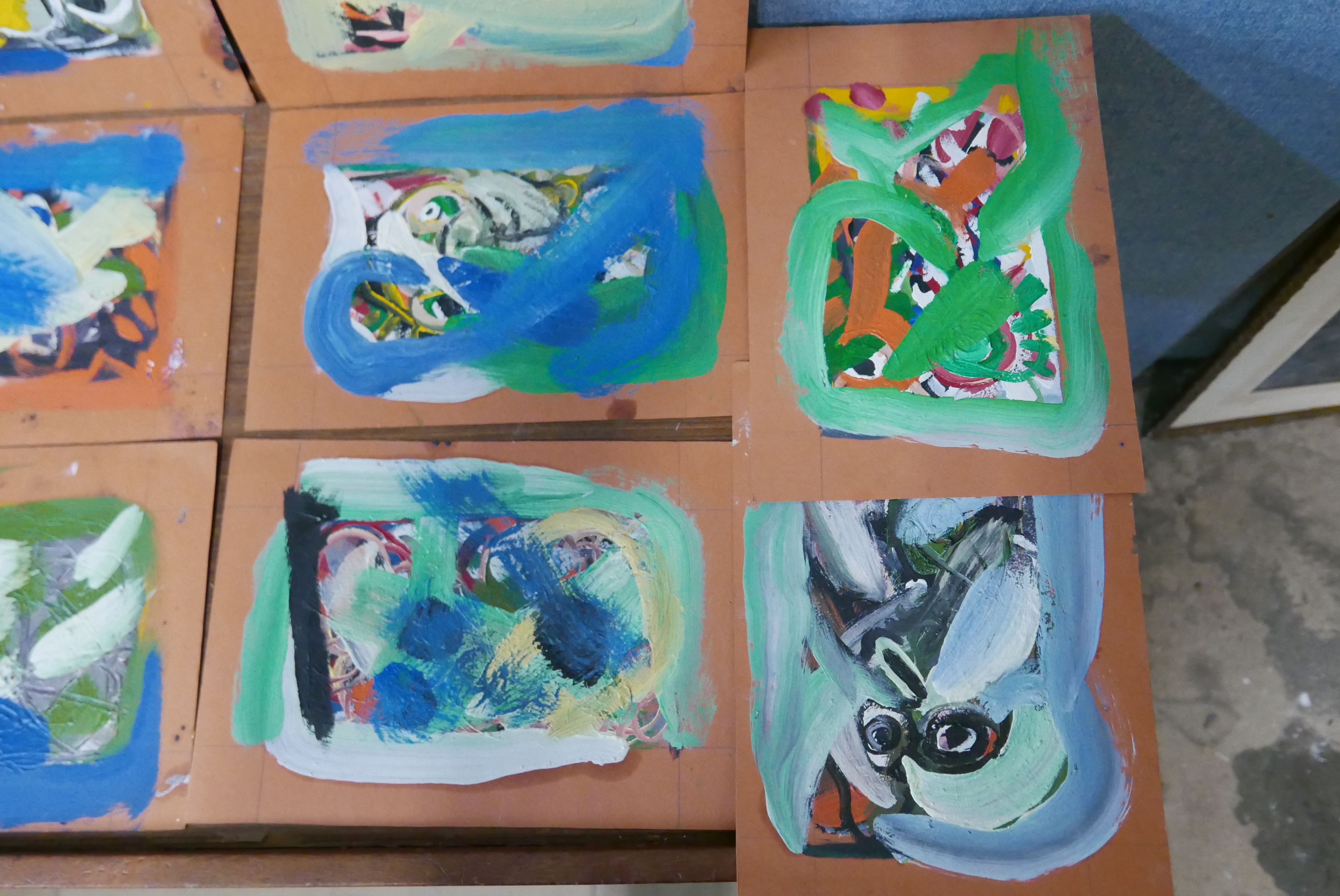 French Post Impressionist School, eleven small abstracts, oil on paper, unframed - Image 2 of 3