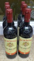 Six bottles of Roc de Lussac, 2010, Lussac Saint-Emilion, Grand Vin de Bordeaux (cellar stored)