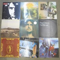 Ten rock and prog rock LP records, Pink Floyd and King Crimson, etc.