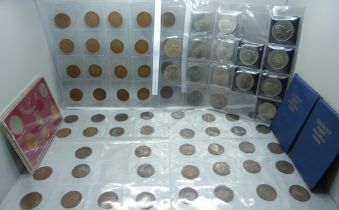 A collection of coins, including Heaton Mint pennies, 1912, 1918 and 1919