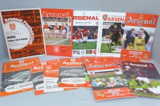 Football programmes; Arsenal home programmes versus overseas opposition, 17 games including