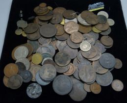 A collection of coins, mainly British, some foreign