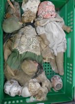 A box of antique dolls and dolls clothing, a/f **PLEASE NOTE THIS LOT IS NOT ELIGIBLE FOR POSTING