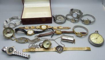 Lady's wristwatches, pocket watches and two globular pendant watches