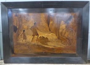 A South Indian large wooden marquetry picture, c1970, 67cm wide