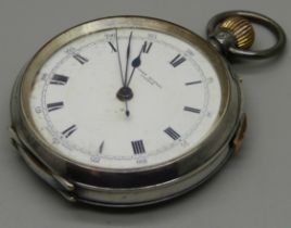 A silver cased centre seconds pocket watch, John Russell, London, London import mark for 1919