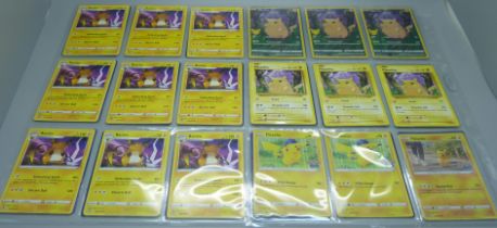 54 Pikachu and Raichu Pokemon cards including cards from vintage sets with 8 holographic