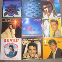 A collection of LP records including Thin Lizzy, The Who, Elvis Presley, Elkie Brooks, Kiki Dee,