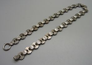 A Victorian white metal collar, 44.5cm