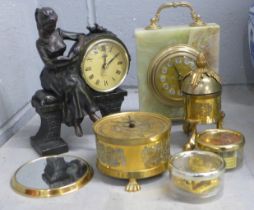 Three clocks, two small music boxes and a timer, etc. **PLEASE NOTE THIS LOT IS NOT ELIGIBLE FOR
