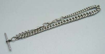 A silver Albert watch chain, each graduated link marked, 52g, 35.5cm